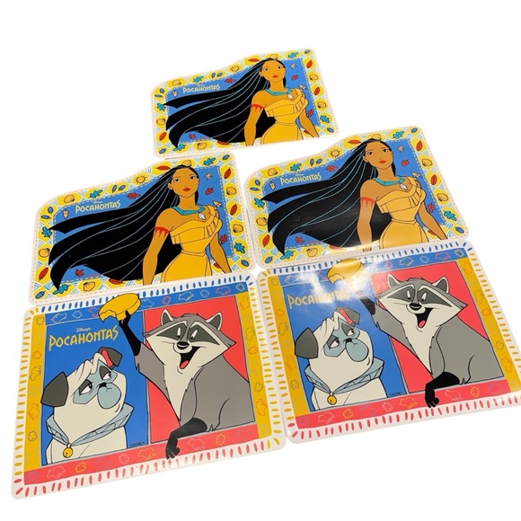 Vintage Disney Pocahontas placemats bundle X5 Meeko Percy 90s